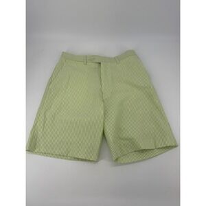 Afazzy New York Seersucker Stripe Shorts Green White W32 Casual Relaxed Fit